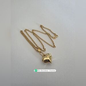 18K Gold Heart Necklace 17.5"
